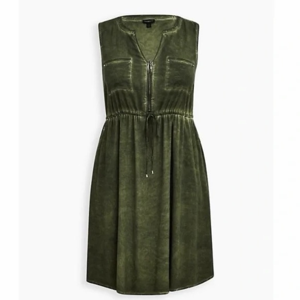 NWT Torrid Olive Wash Challis Zip-Front Shirtdress - Torrid Size 3 (22-24, 3X)